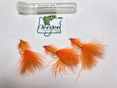 Wooly Bugger Orange/Yellow Bead Head, 3 Fly in a protective tube by OFS for Freshwater, Trout, Bass, Steelhead/Salmon